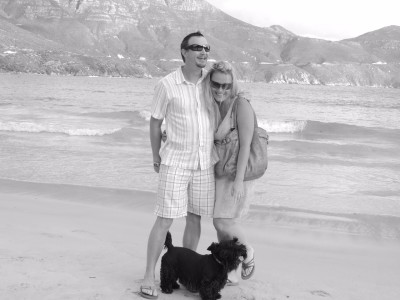Ian and Lydie enjoying Hout Bay Beach in Cape Town. Photo credit: Ian Hamlin